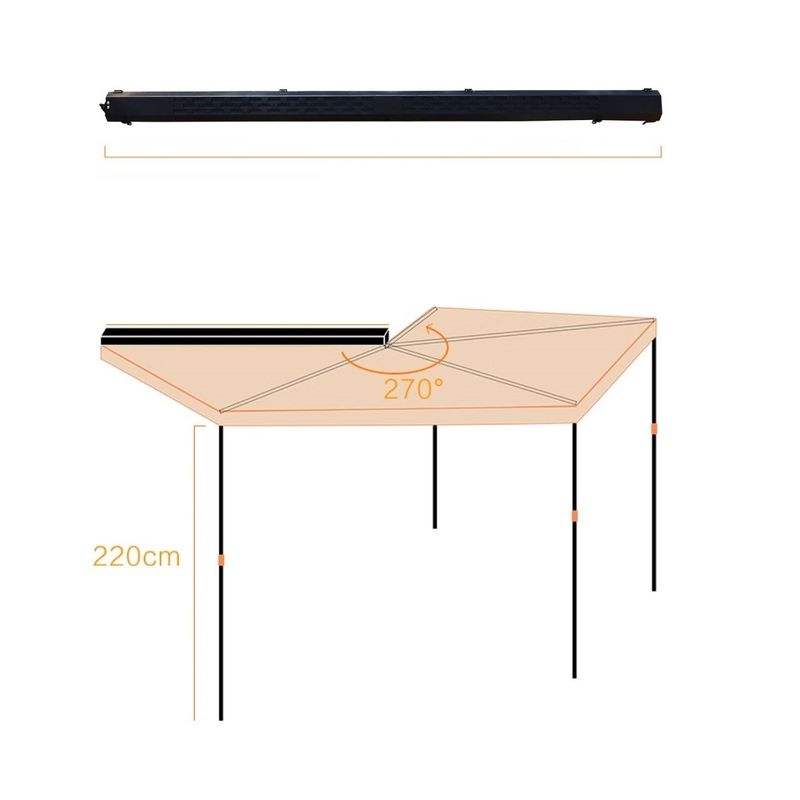 Alu Shell 270 Graden Wrap Around Awning 4x4 Roof Top Tent met LED lichten van Premier